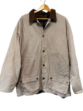 VTG North River Field Jacket XL Plaid Lined Leather Collar Chore Coat Barn